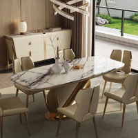 Italian minimalist high-end rectangular luxury stone table modern simple light luxury creative home marble dining table