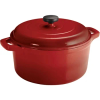 Red Dutch Oven Enameled Cast Iron 6.5 Quart Round Dutch Oven Caste Iron Cookware Cooking Pot Saucepan Tableware Kitchen Dining