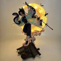 Anime Demon Slayer Figure Kochou Shinobu Anime Figure With Light Kochou Shinobu Figurine Pvc Statue Ornament Model Doll Kid Gift