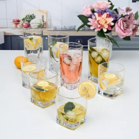 Everyday Drinking Glasses Set of 16 Drinkware Kitchen Glasses 8 Tall Highball Glass Cups &amp; 8 Short Old Fashioned