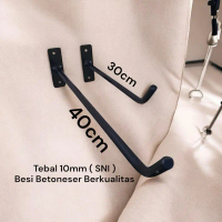 Gantungan Baju Tempel Dinding 30cm & 40cm Tebal 10mm SNI Besi Betoneser Berkualitas