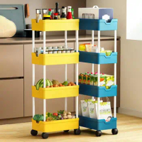 Laundry Room Space Saver Four-tier Rolling Cart Versatile 4-tier Rolling Storage Shelf Space-saving Cart with for Kitchen