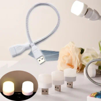 5V USB Night Light Mini LED USB Plug Lamp Power Bank Charging Book reading Eye Protection Lamps with holder hose for powerbank