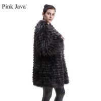 PINK JAVA QC8084 GENUINE real raccoon fur coat women winter fur jackets fashion fur coat for girls FREE SHIPPING