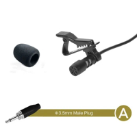 1pc 3.5mm Black Lavalier Lapel Microphone Miniature Broadcast Quality For Wireless System With A Metal Clip And A Windscreen