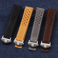 New 20mm 22mm Matte Cowhide Leather Strap for TAG HEUER CARRERA Monaco Series Watch Band Wristbelt Vintage Brown Band