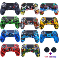 Silicone Protective Cover Case For Playstation 4 PS4 Game Controller Accessories Anti-slip Cases shell With Thumb Stick Grip Cap