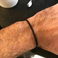 Gelang Rantai Pria Hitam Titanium Cowok Laki-laki