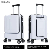 KLQDZMS Suitcase PC Front Opening Boarding Case 24 Inch Laptop Trolley Case 20" Wheeled Travel Bag with Wheels Rolling Luggage