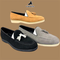 Giày Lười Nam Loafer Chuông Slip On Da Bò Lộn Đế Bằng, Thương Hiệu Viboots