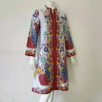 Tunik Basafa Batik Solo Full Trikot / Dress / blouse / batik sragen / batik belvya / seragam keluarg