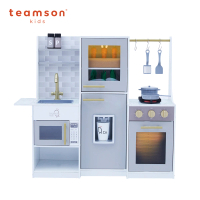 【Teamson】小廚師里昂開心農場玩具廚房-灰色(木製聲光)