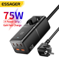 Essager 75W GaN Desktop Charger Quick Charge 65W USB Type C Fast Charging Station For MacBook iPhone Xiaomi iPad Samsung Laptop