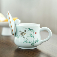 景德鎮陶瓷帶蓋茶杯辦公杯大容量杯子中式復古創意男女咖啡牛奶杯