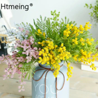Artificial flowers Mimosa Bouquet fuzzy simulation planting DIY wedding home decor plant Wreaths flowers
