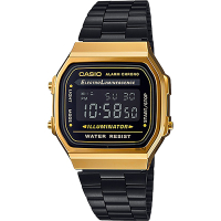 CASIO 卡西歐 Digital 經典電子錶 母親節送禮推薦-黑金/38.6mm A-168WEGB-1B / 考試錶