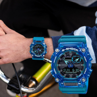 CASIO 卡西歐 G-SHOCK 炫彩音浪 工業風雙顯手錶 送禮推薦-科技藍 GA-900SKL-2A