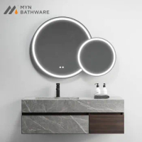 Modern bathroom vanity wall mount double led mirror vanity cabinet