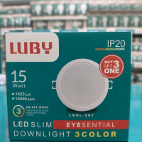 Luby LED Slim Downlight 15 Watt 3 Warna IP20 3000K/4000K/6500K LBDL-207 Buy 3 Get 1