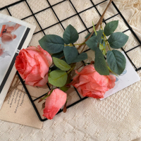 3 heads of glossy rose fake flowers✨ Use for home/wedding decoration. Very beautiful. No need to wat