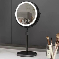 升降可調節高度雙面鏡翻轉高低伸縮鏡led臺式帶燈放大化妝鏡便攜