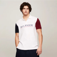 【Tommy Hilfiger】官方旗艦館 拼色衣袖 Polo 衫_裸色