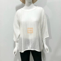Blouse Atasan Kaila Fashion QQinian Katun Silk Plisket Putih Grosir