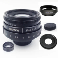 7 in 1 kit 35mm f/1.6 CCTV mini lens for for Panasonic GH3 GH5 GH4 GX85 GM1 GX7 C-M4/3 mount mirroless Camera &amp; hood Adapter