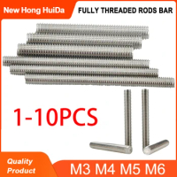 304 Stainless Steel Fully Threaded Rods Bar DIN975 Studs Screw Rod Wire M3 M4 M5 M6 Screw Rod Length 20mm 50mm 100mm 200mm 500mm