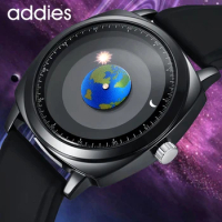 ADDIES New Men Watches Creative Design Rotation Earth Moon Sun Watch Waterproof Quartz Wristwatches Man Clock Reloj de hombre