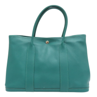 【二手名牌BRAND OFF】HERMES 愛馬仕 綠色 Epsom 牛皮 Garden Party 36 PM 手提包 A刻