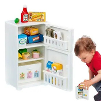 Fridge Toy 17 Pcs Miniature Refrigerator With Mini Food Toys Dollhouse Fridge Pretend Play Kitchen Playset Fridge Pretend Play