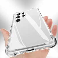 Shockproof Clear Phone Case For Samsung Galaxy S23 S22 Ultra S21 S20 Fe S10 Plus Transparent Shockproof Silicone Soft Back Cover