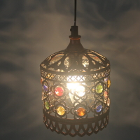 美式水晶小吊燈波西米亞吊燈復古創意個性彩色吧臺鐵藝餐廳燈