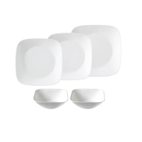 【CorelleBrands 康寧餐具】純白5件式方型餐盤組