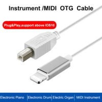 Lightning to USB B Adapter Male To Male MIDI OTG Cable for iPhone iPad To Musical Instrument MIDI Digital Piano USB Camera Audio