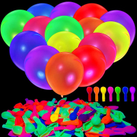 90 Pieces Neon Balloons 12" UV Polka Dot Blacklight Reactive Fluorescent Balloons Glow in the Dark L