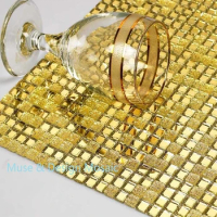 Shinny Gold Flat Mirror Glass Mosaic tiles 10x10 mm for kitchen backsplash showroom cabinet Frame decorate DIY Wall sticker