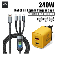 EXONIX Kabel Data 3-in-1 Charger Tipe C Micro USB Untuk iOS Lightning 100W Adaptor 240W 1.2M Menduku