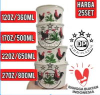 isi 50set Mangkok Mangkuk Ayam Jago Peper Bowl Paper Cup Rice Bowl Kertas Mie Ayam Mangkok Nasi 12oz