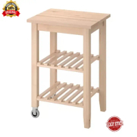 Troli/Rak Meja Sudut Serbaguna Beroda Dapur lK_BV Kayu Birch, 58x50 cm