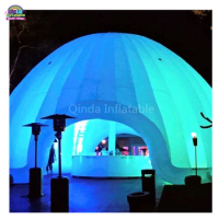 Custom Event Dome Tent / LED Lights White Inflatable Igloo Bar Tent For Party