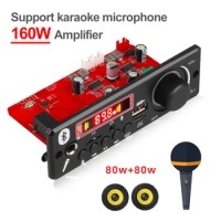 160W / 10W Amplifier Bluetooth 5.0 DIY MP3 Decoder Board Audio Player 12V MP3 Player Car FM Radio Module TF USB Mic Record Call