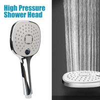 Pressurized Spray Nozzle Shower Head 3 Modes Rainfall Handheld Silver Water Saving High Pressure