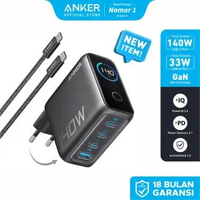 Anker Smart Digital Touch Display 140W GaN Charger Foldable Fast Charging 4 Ports with Type C Cable