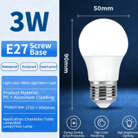 Đèn LED E27 3W–25W, tiết kiệm năng lượng, hình cầu, dùng trong nhà và ngoài trời, màu trắng, mã K6I2