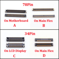 10pcs 78Pin For Samsung Galaxy A30s A307 A307F G YN A21S A217F Lcd Display FPC Connector On Motherboard Screen Flex Port 34Pin