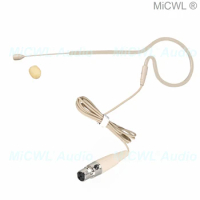 Beige Double Earhook Headworn Headset Microphone for Shure ULX SLX PGX UR Wireless Beltpack