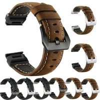 Quickfit 26/22mm Strap for Garmin Epix Pro 51mm Fenix 7 7X 6 6X Pro Enduro Descent Mk3i Genuine Leather Watchband Accessories