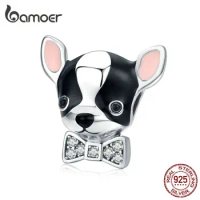 bamoer Enamel Lovely Chihuahua Dog Charm Silver 925 Original Fit Bracelet &amp; Bangle 925 Sterling Silver Jewelry Femme SCC1310